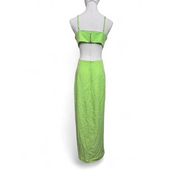 Bardot Green Cut Out Midi Dress with Side Slit - Size 6/M - Picture 4 of 9